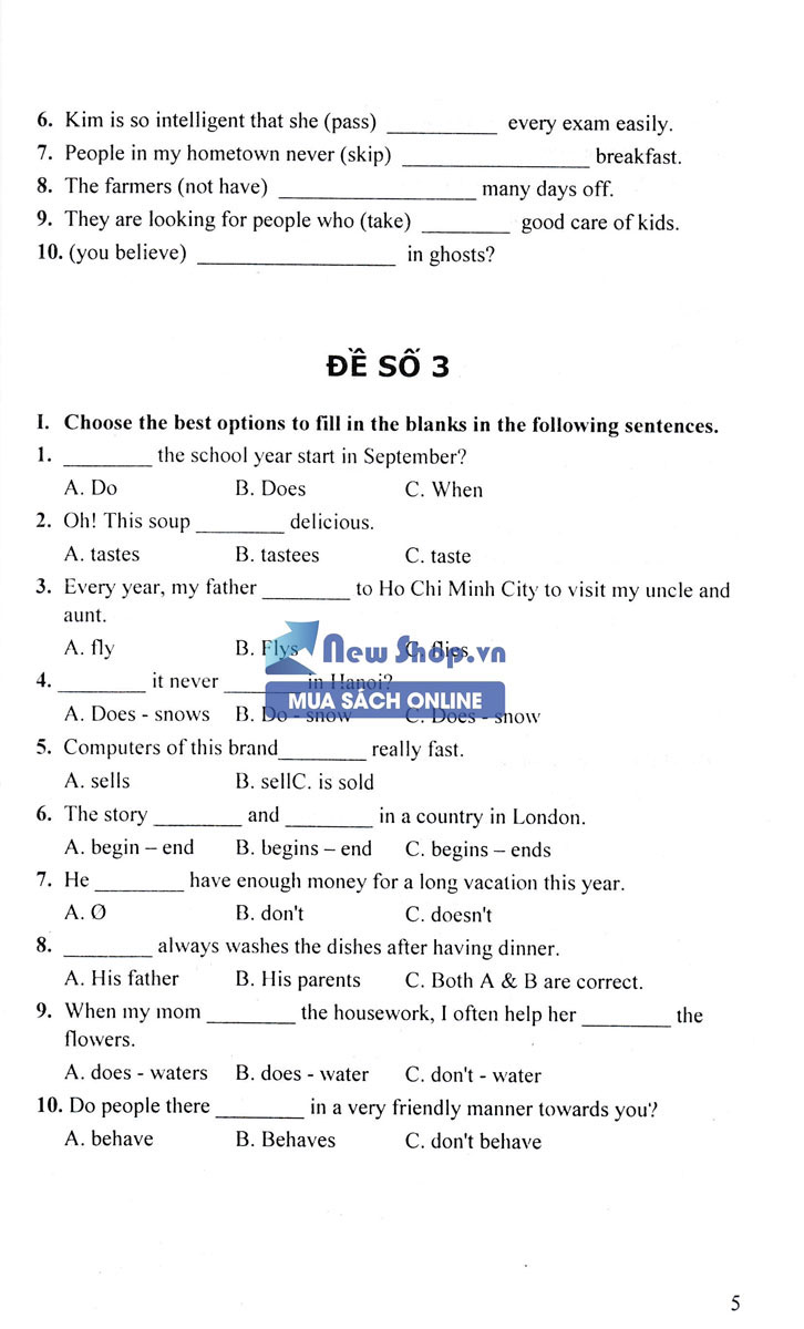 100 Đề Kiểm Tra Tiếng Anh 6 (Biên Soạn Theo Chương Trình Của Bộ Giáo Dục Và Đào Tạo)_KV