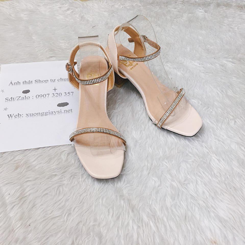 Giày cao gót sandal 5cm bản trong phối xoàn