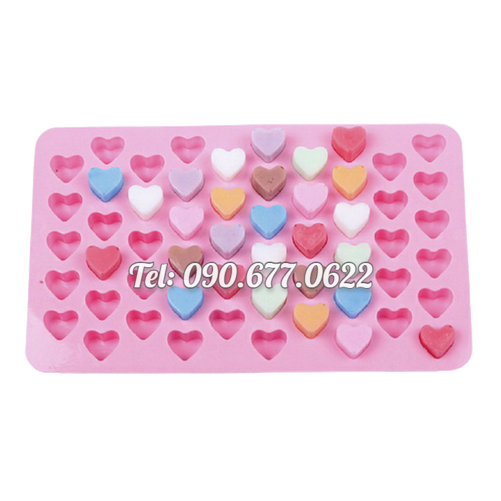 Khuôn silicone làm kẹo dẻo chip chip, socola, khuôn rau câu 55 trái tim - Mã số 1248