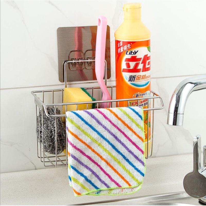 KỆ INOX ĐỰNG GIẺ RỬA BÁT KÈM KHAY HỨNG NƯỚC