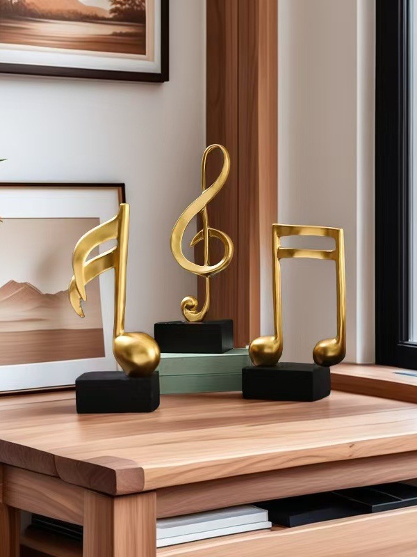 Mô hình 3 nốt nhạc, khoá sol mạ đồng bàn làm việc decor trang trí nhà cửa - Hàng chính hãng