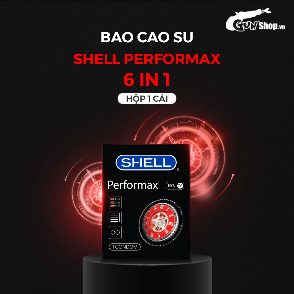 Bao cao su Shell Performax 6 in 1 - Kéo dài thời gian - Hộp 1 cái