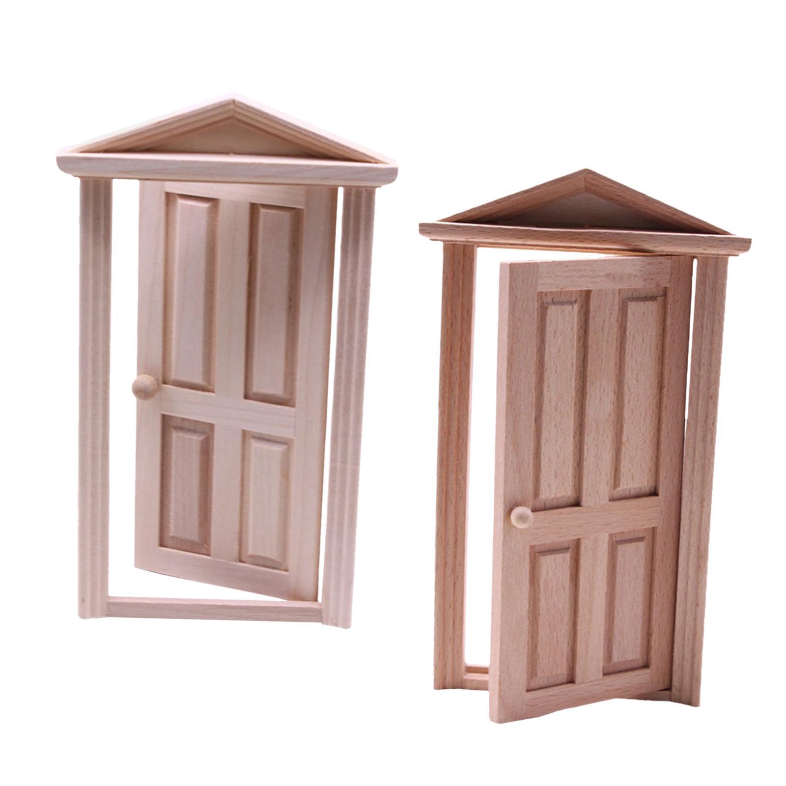 2x Wooden Dollhouse Door Model House Decor Toy Dollhouse Decor