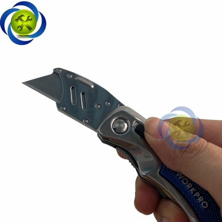 Dao rọc cáp Workpro W011010 loại xếp thay lưỡi nhanh- thân kim loại