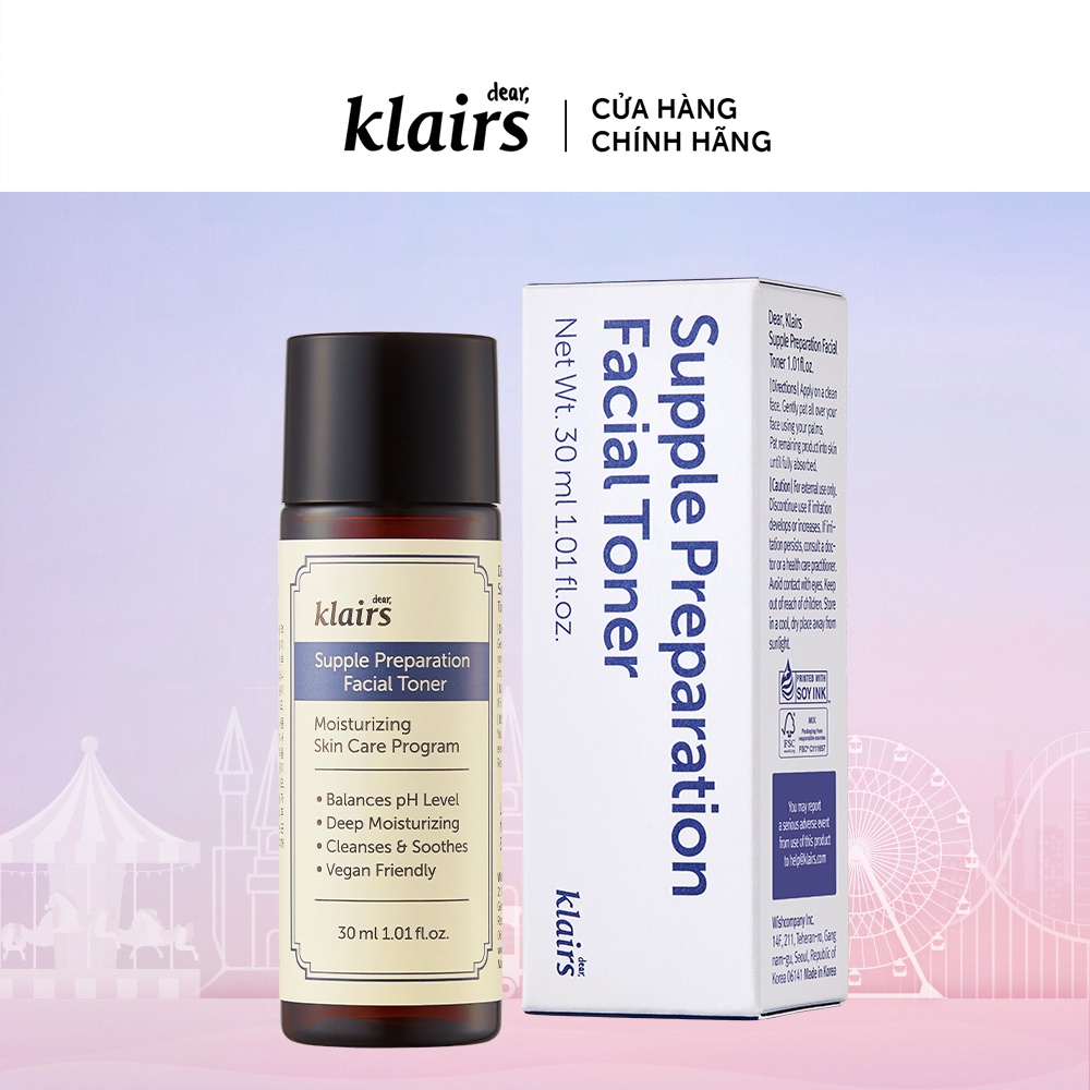 Combo 3 nước hoa hồng Dear Klairs Supple Preparation Facial Toner mini 30ml