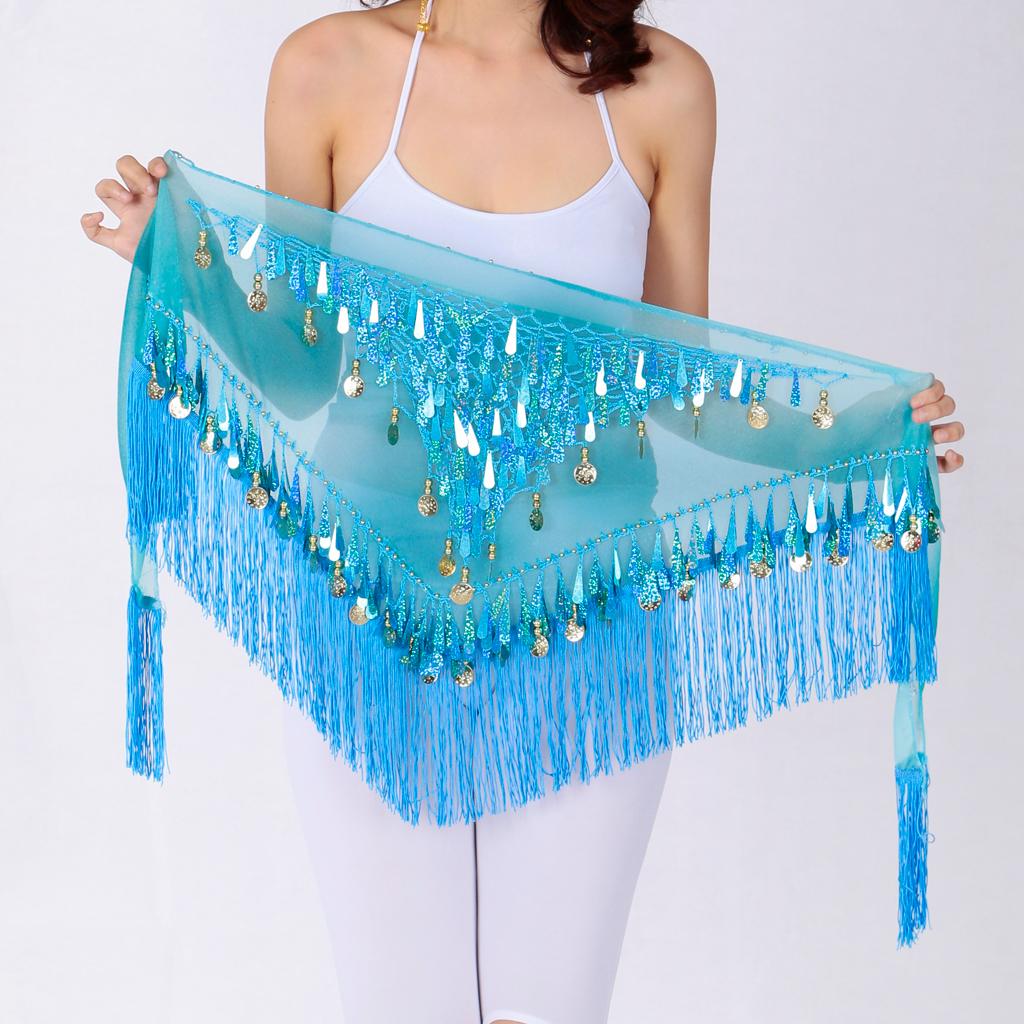 Belly Dance Tua Triangle Shawl Belt Chain Trang Phục Hip Khăn Sequin