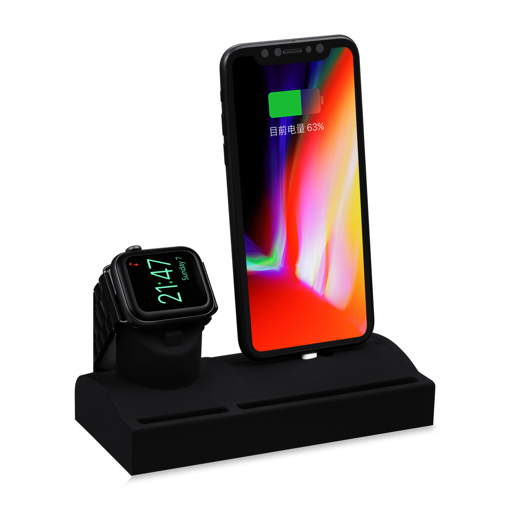 Đế Sạc Silicon 2 Trong 1 Tương Thích Với IPhone 11 / IPhone 11 Pro / X / Max / Xr / X / 8 / 8plus