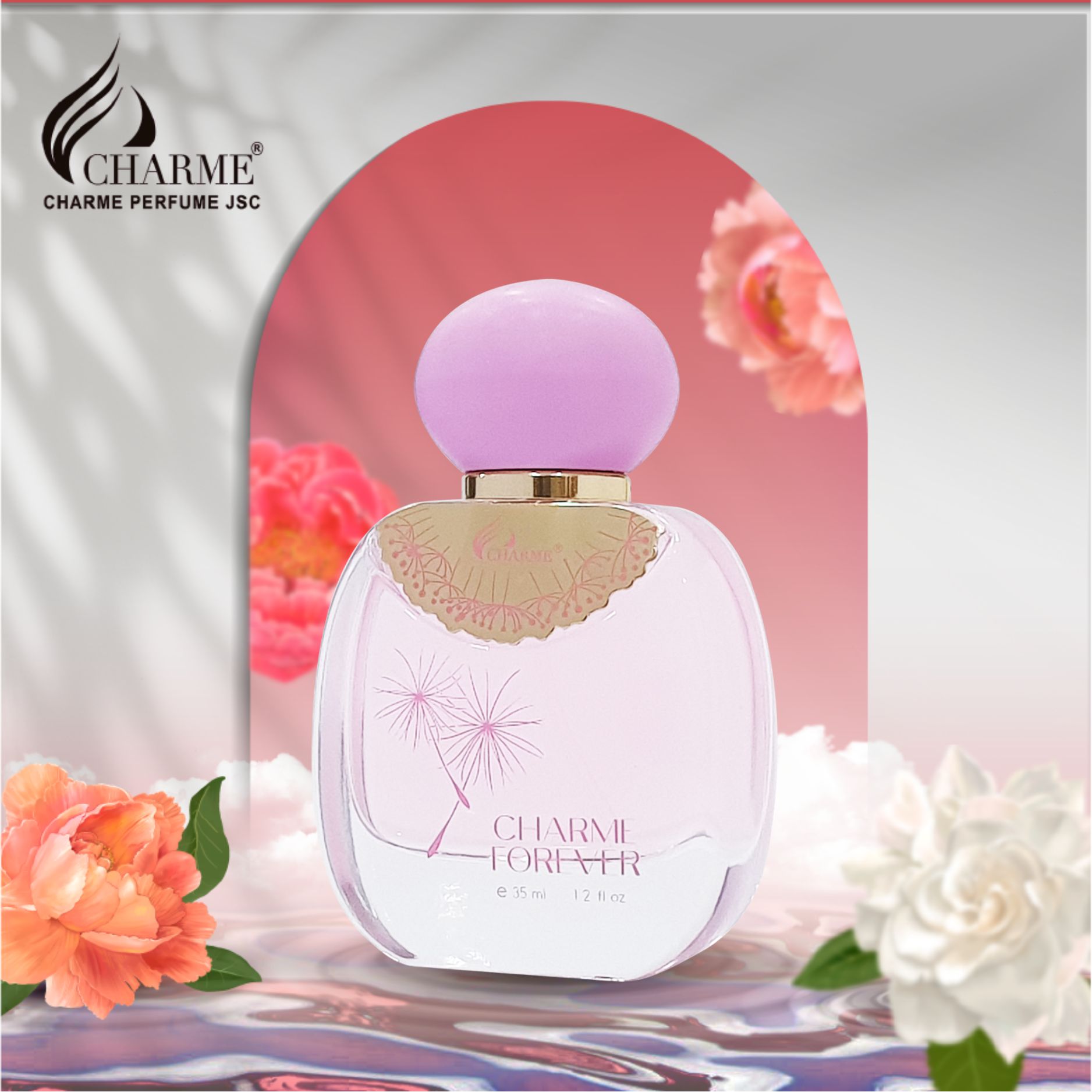 Nước hoa nữ nhẹ nhàng, Charme Forever, mùi hương gợi cảm, tinh tế và thanh khiết, 35ml