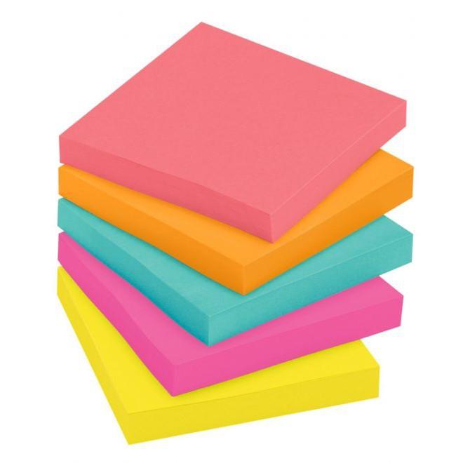 Combo 4 xấp Giấy ghi chú Post - it 3M 76x76mm màu Neon tươi sáng