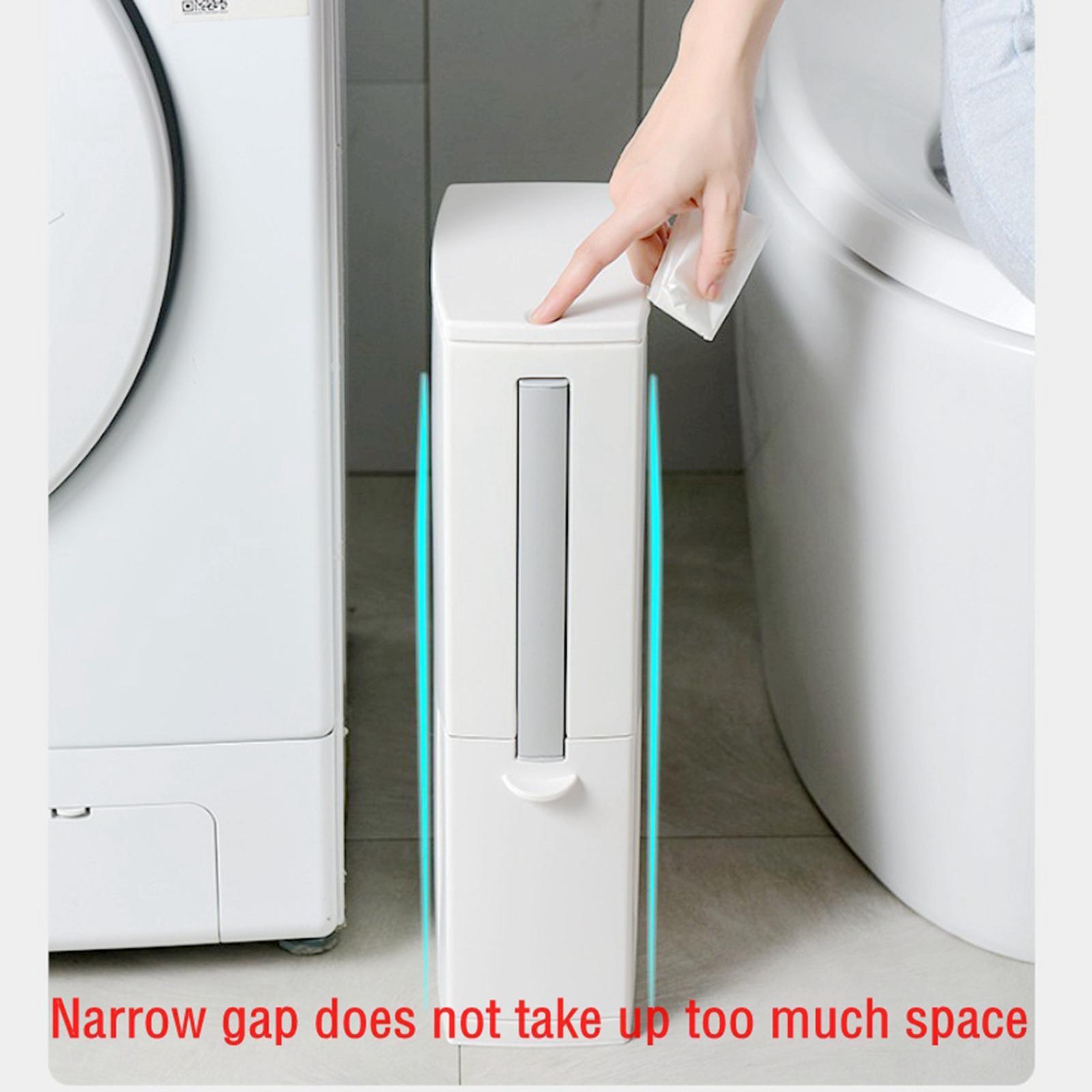 WC Narrow Trash  Set Waste  Bathroom White