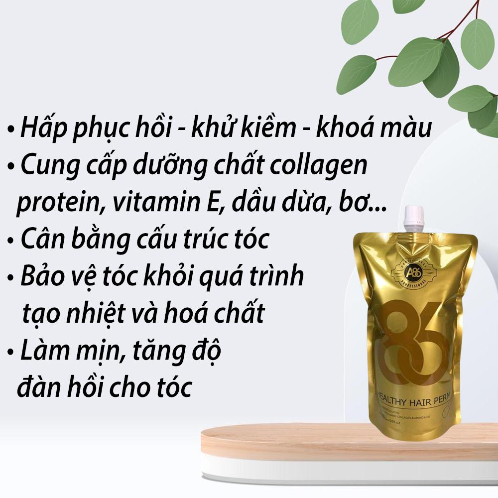 Kem ủ tóc collagen tươi A86 phục hồi tóc hư tổn khô xơ hương thơm chuyên nghiệp salon 500ml + Gội xả gói Karseell 15ml