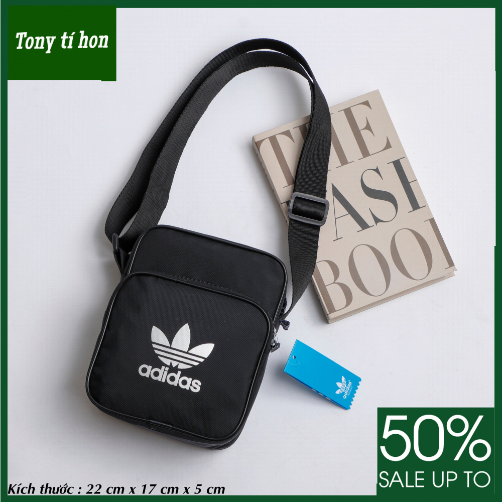 Tony tí hon - Túi bao tử/ túi đeo chéo Adis in logo vải chống thấm thời trang nam nữ cao cấp - màu đậm/màu nhạt