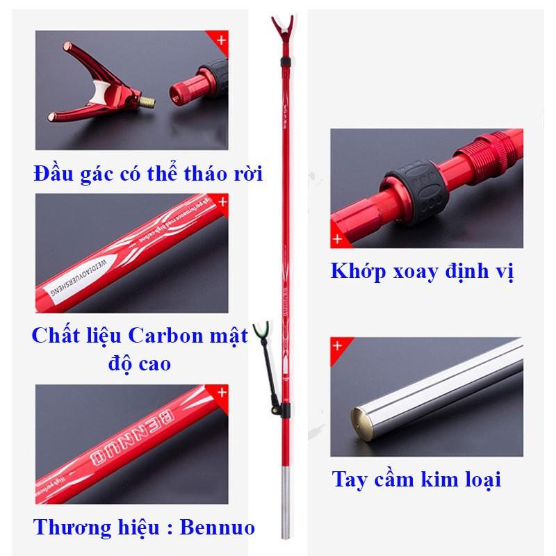 Chống Cần Câu Đài Gác Cần Câu Đài Bennuo chất liệu Carbon có thể thu gọn cao cấp màu đỏ KK-14