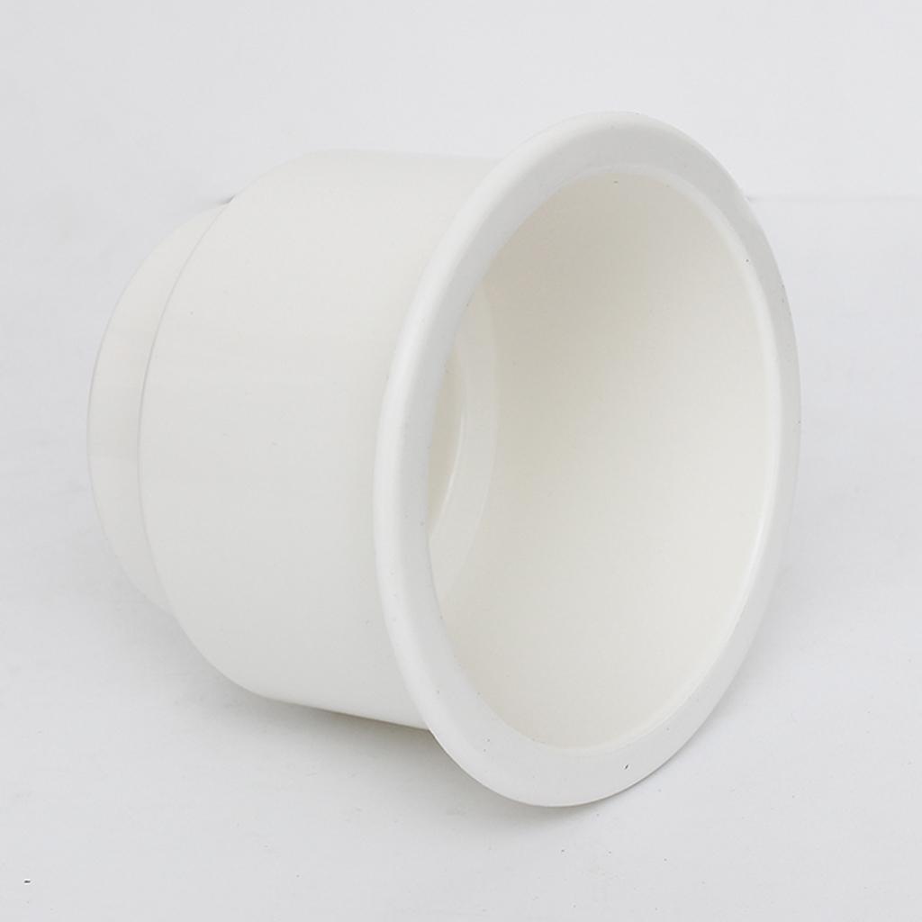 2X White No Holes Recessed Cup Drink Holder Universal for Marine Boat