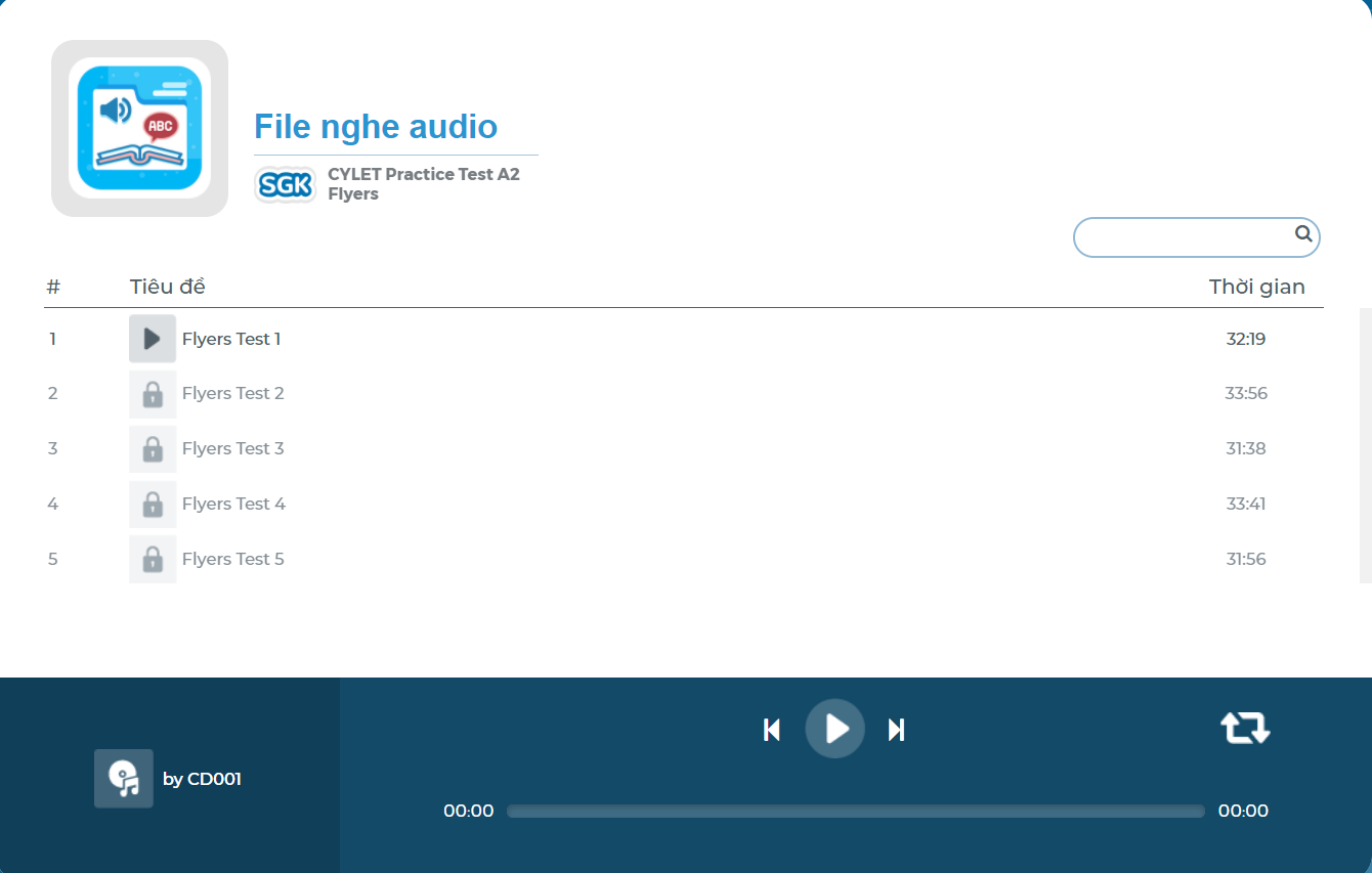 CYLET Practice Tests Pre A2 Flyers File nghe Audio