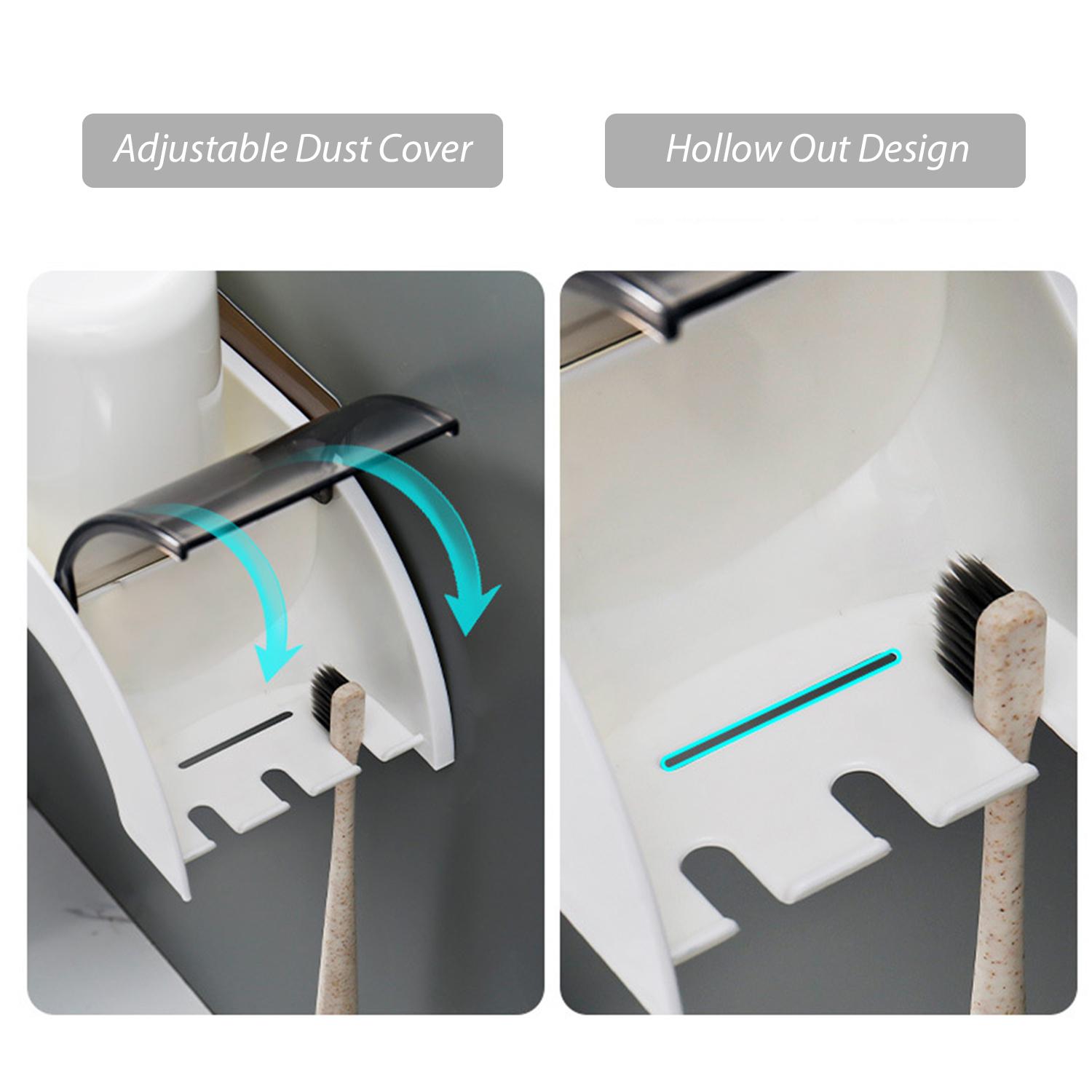 Giá để 3 bàn chải đánh răng đa chức năng với cốc đựng bàn chải đánh răng treo tường