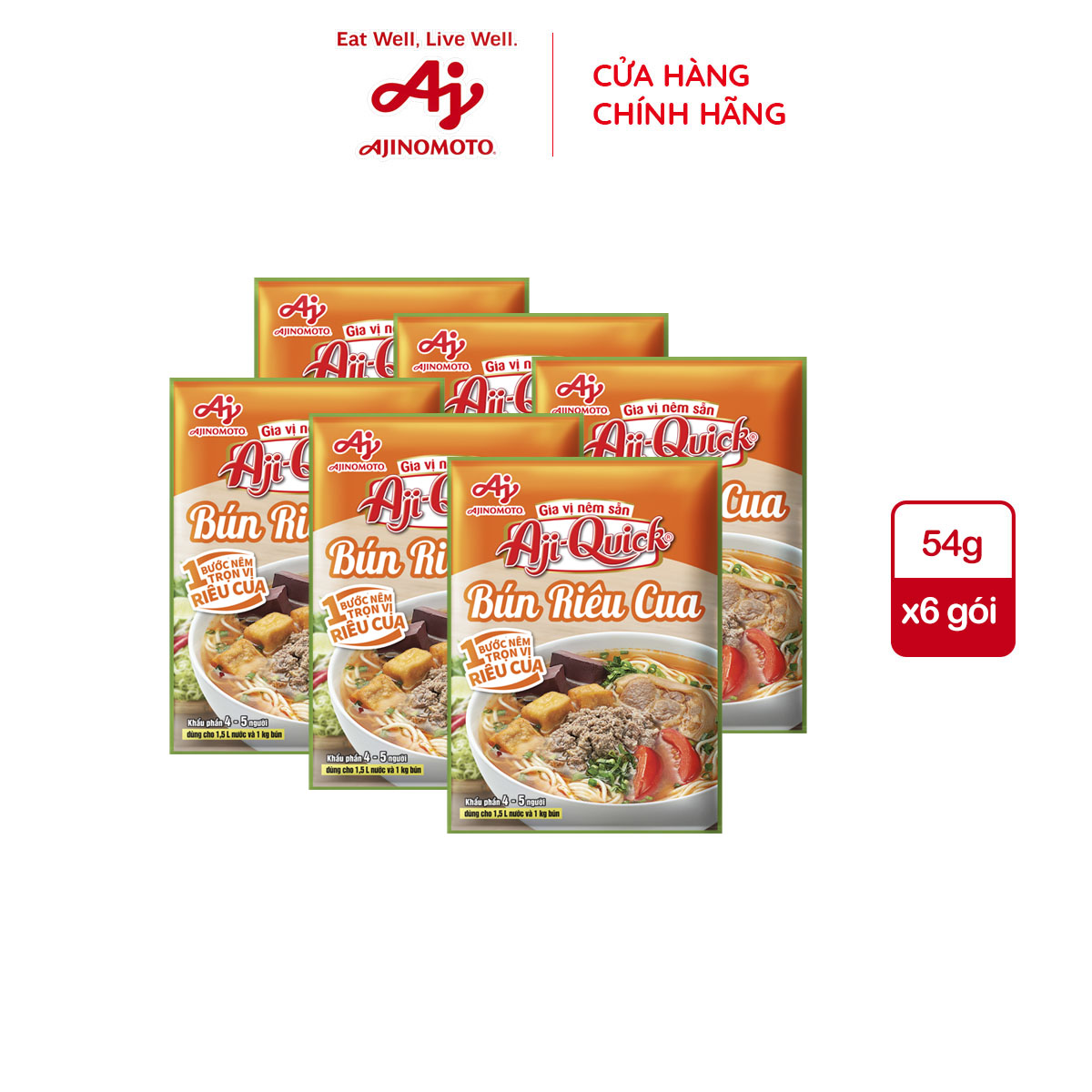 Combo 6 Gói Gia Vị Nêm Sẵn Aji-Quick® Bún Riêu Cua 54g/gói