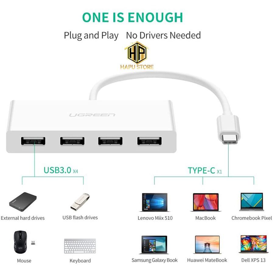 Cáp USB Type C to USB 3.0 chia 4 cổng Ugreen 40379 chính hãng - Hàng Chính Hãng