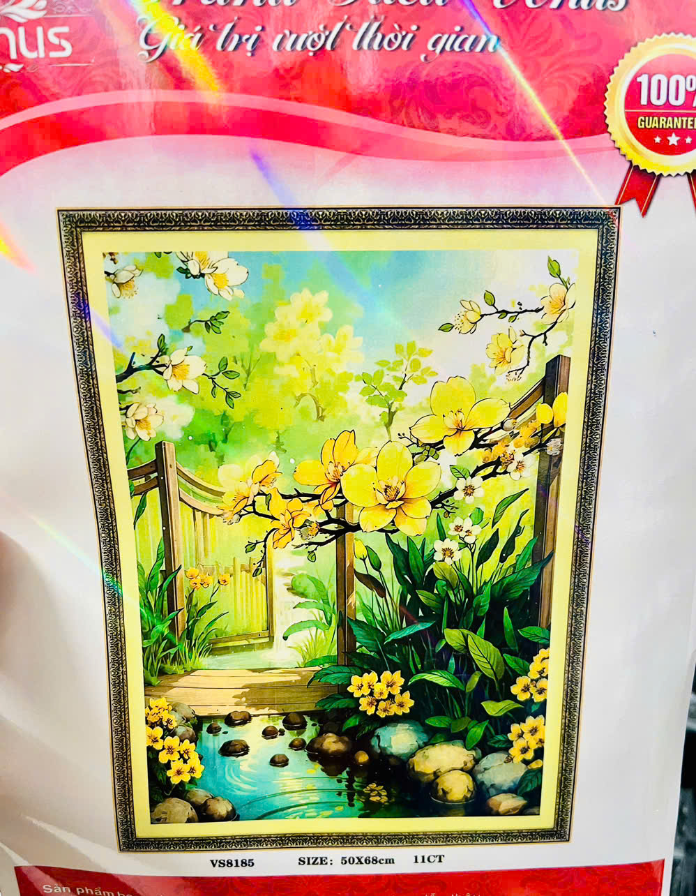 Tranh thêu kín Vườn địa đàng vs8185, kích thước 50 x 68 cm