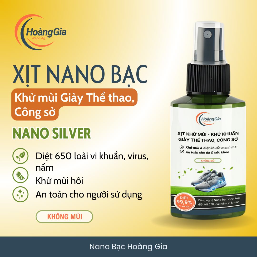 Xịt Khử Mùi Khử Khuẩn Giày Dép Nano Bạc Hoàng Gia HGshop 100ml Bảo Vệ SK Giảm Hôi Chân