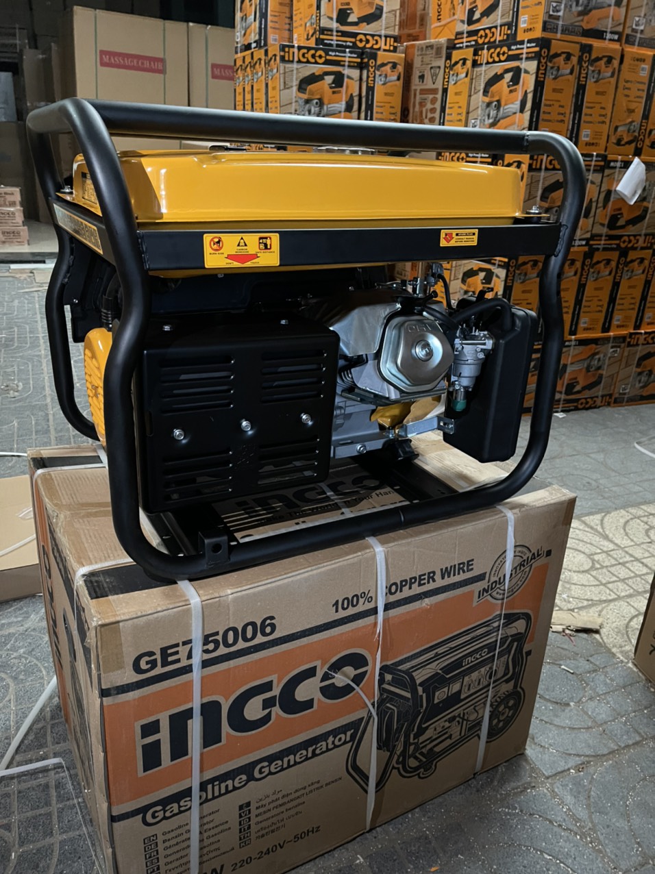 MÁY PHÁT ĐIỆN DÙNG XĂNG INGCO 7.5KW GE75006- MOTOR DÂY ĐỒNG - GIẬT NỔ + ĐỀ ĐIỆN - HÀNG CHÍNH HÃNG