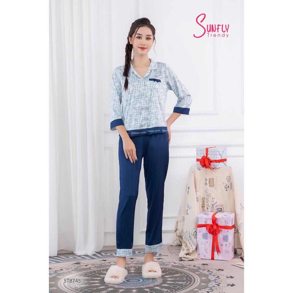 ST8745 BỘ PIJAMAS LỤA ÁO TAY LỠ QUẦN DÀI