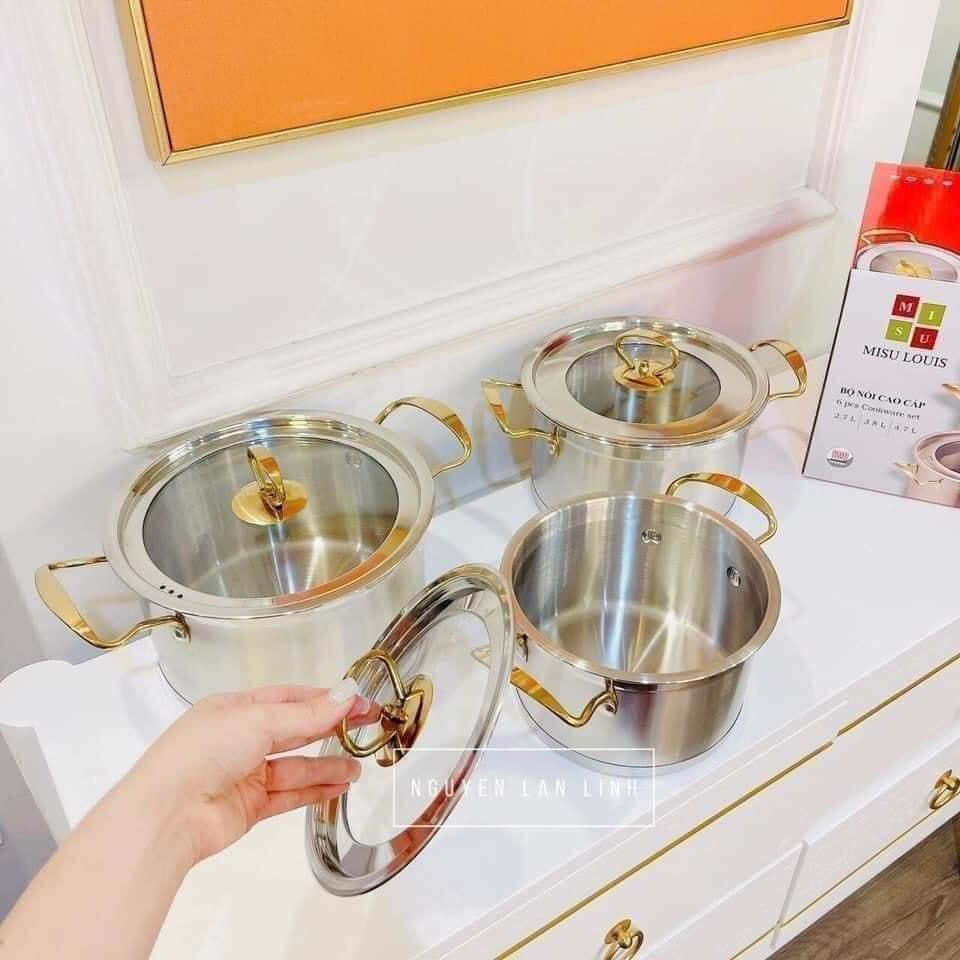 Sét 3 nồi Misu Louis inox cao cấp 5 đáy công nghệ Đức