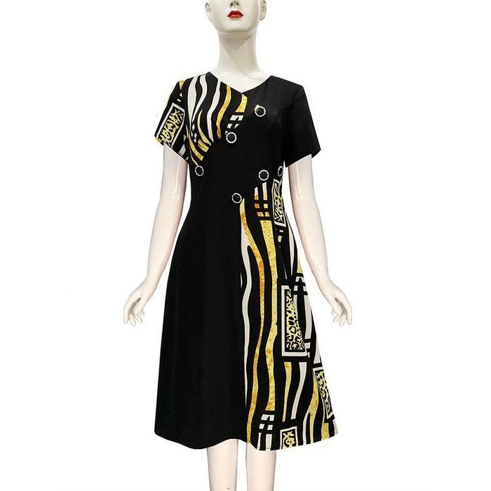 Đầm Trung Niên Cao Cấp IN HỌA TIẾT thiết kế trẻ trung sang trọng chất liệu vải thoáng mát mềm mại