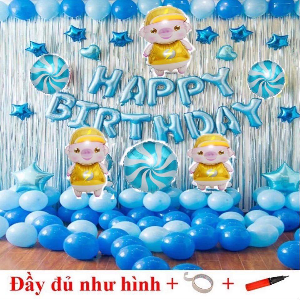 Set bóng trang trí sinh nhật cho bé y hình tuổi Heo Vàng