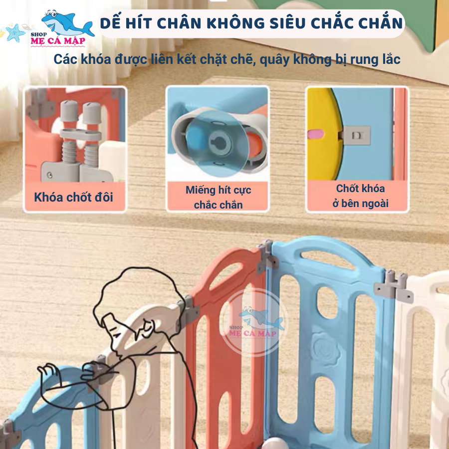 Quây Gấp Gọn Pakey Gấu NC01 Dày Dặn TẶNG BÓNG+THẢM+SET BÓNG RỔ+NÉM VÒNG, Quây Cho Bé Màu Sắc Sang Trọng