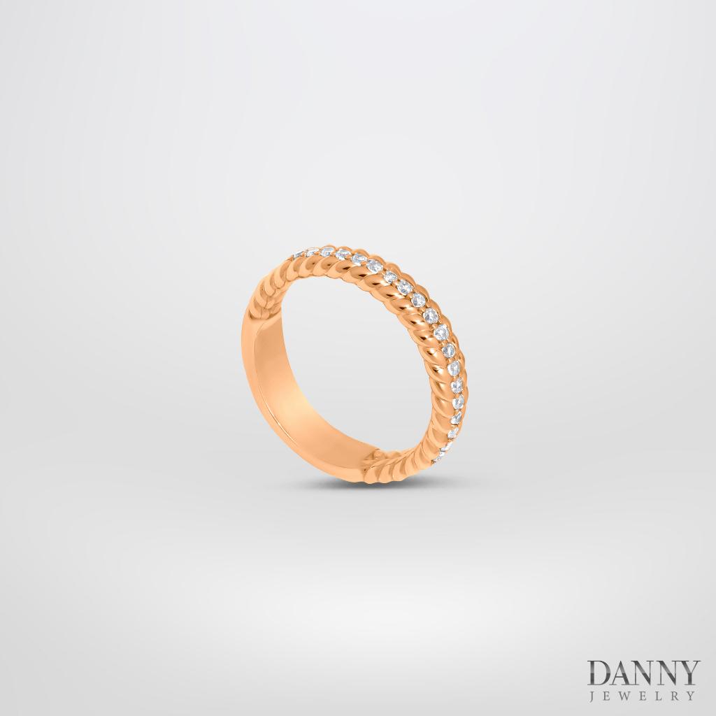 Nhẫn Nữ Danny Jewelry Bạc 925 Xi Vàng Hồng Thắt Bím Đính Đá Màu N0113