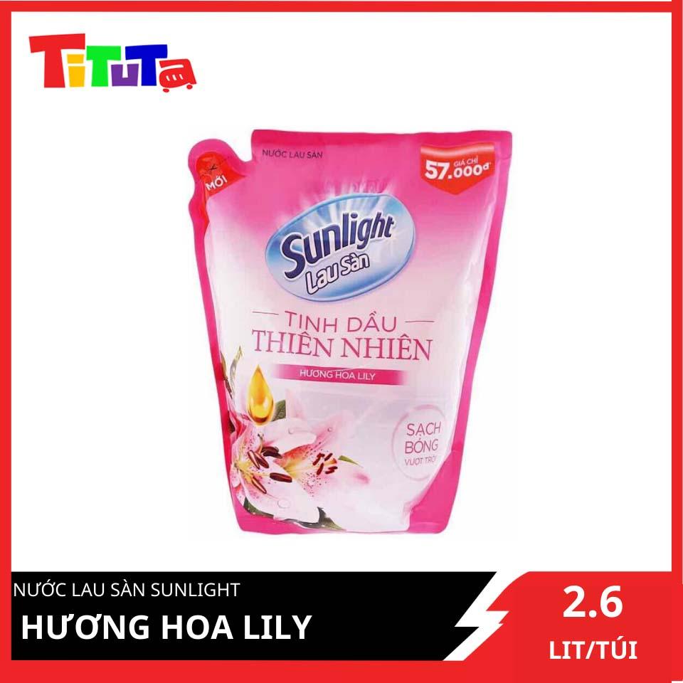 Nước Lau Sàn Sunlight Thiên Nhiên Hương Hoa Hồng Và Lily Túi (2.6L)