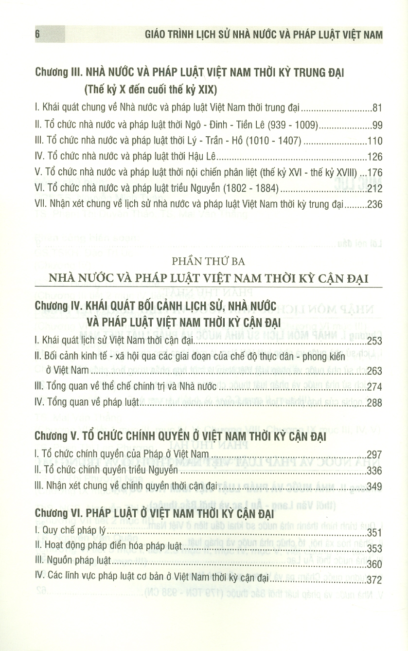 Giáo Trình Lịch Sử Nhà Nước Và Pháp Luật Việt Nam - PGS. TS. Nguyễn Minh Tuấn, TS. Phạm Thị Duyên Thảo, TS. Mai Văn Thắng - Tái bản -