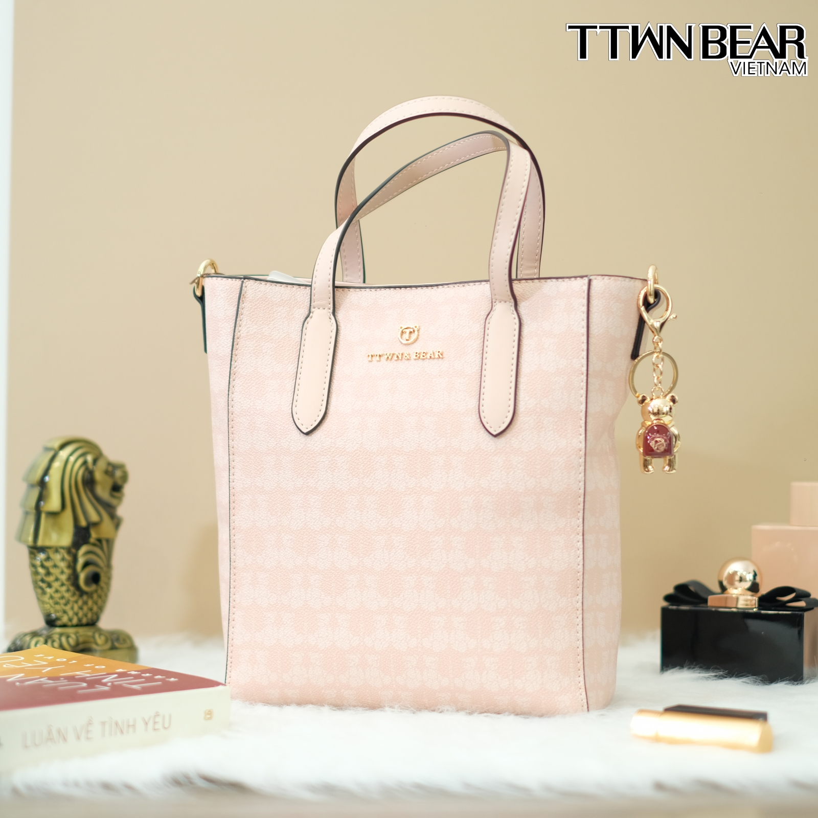 Túi tote TN3125/ TN3124 da thời trang công sở charm gấu TTWN BEAR