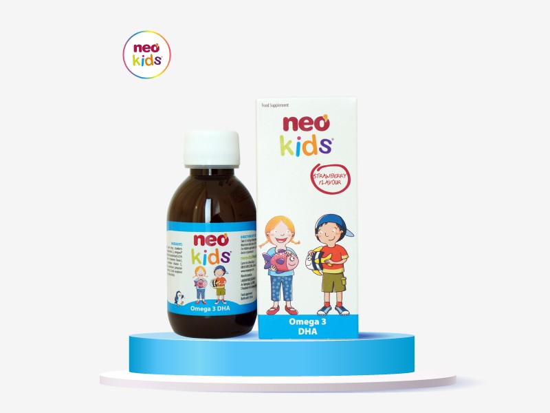 Siro NEO KIDS Omega 3 + DHA Vị Dâu Tây Thơm Ngon (Chai 150ml) - Nhập Khẩu Từ Châu Âu - Hỗ Trợ Phát Triển Trí Não, Tăng Cường Thị Lực 