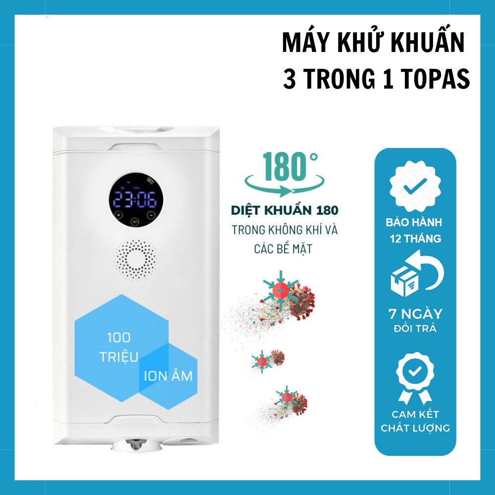 Máy Khử Khuẩn Đa Năng 3 in 1 Topas Loại Bỏ Vi Khuẩn, Mùi Ẩm Mốc, Tạo Ion Âm - Hàng chính hãng Topas