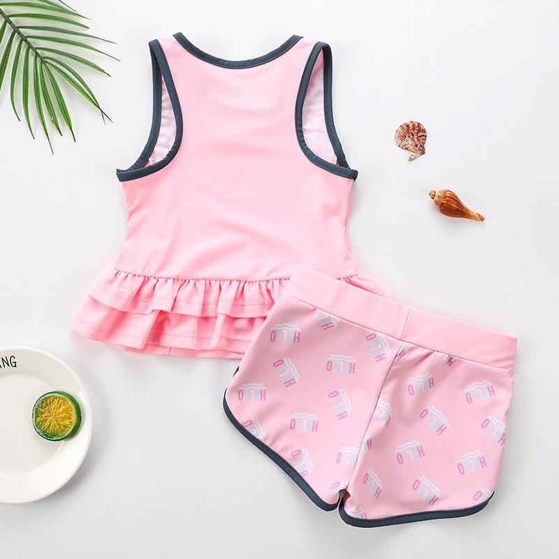 Cô Gái Hai Miếng Phù Hợp Với Trẻ Em In Chữ Đồ Bơi 3-12 Năm Kid Hoạt Hình Dễ Thương Đồ Bơi Cho Bé Đi Biển Áo Tắm