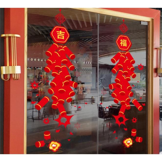 Decal trang trí Tết Hít Tĩnh Điện - Rèm dây phao đỏ nổi bật