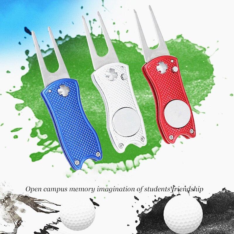 2020 New Mini Foldable Golf Divot Tool Marker Pitch Cleaner Golf Pitchfork Putting Green Fork Golf Ball Tools Golf Accessories