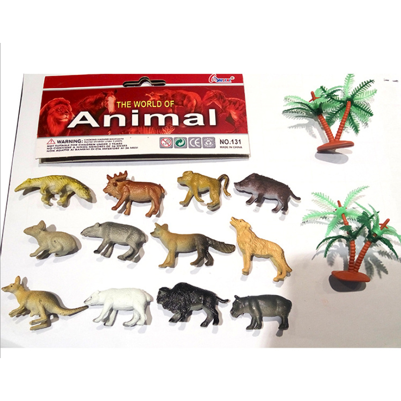 Bộ 12 đồ chơi sở thú kèm cây trang trí New4all Animal World cho bé 2-4 tuổi