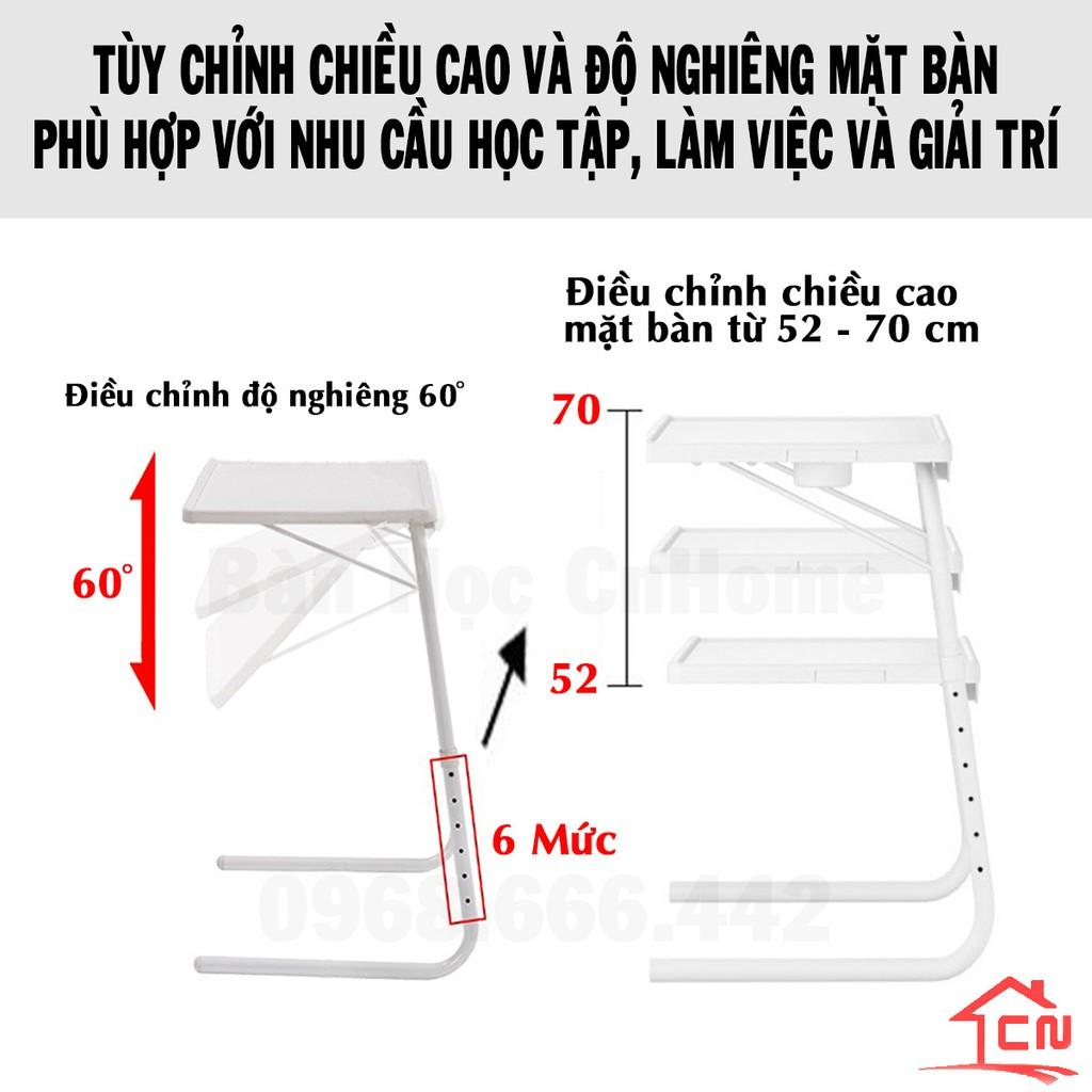 Bàn gấp gọn học sinh thông minh đa năng điều chỉnh độ cao màu trắng