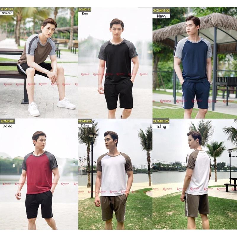 mã 2CM01 - Bộ thể thao nam cotton lửng phối tay CARDINA.Chất liệu Cotton Organic thoáng mát
