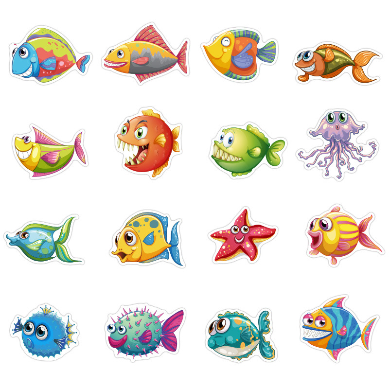 Sticker 40 miếng hình dán ocean fish