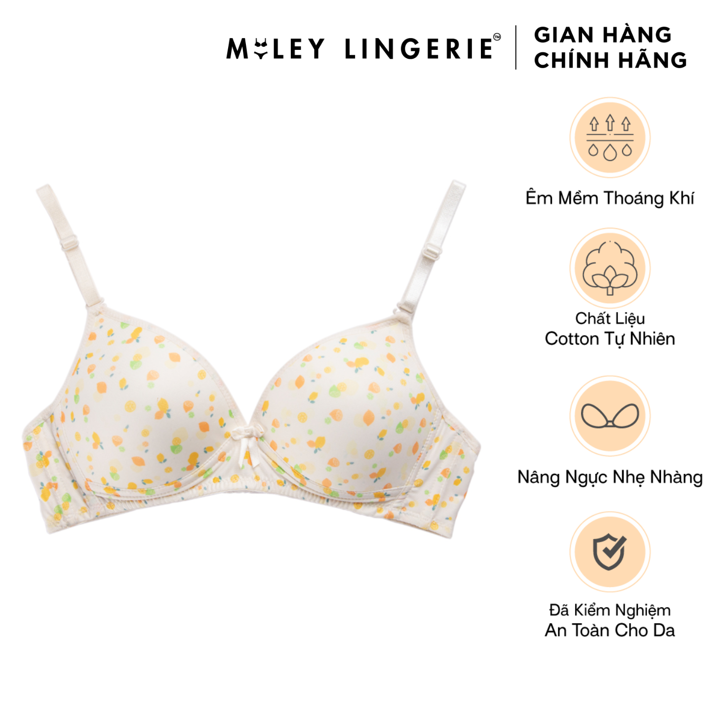 Áo Ngực Nữ Không Gọng Thun Lạnh Mút Mỏng Hoa Văn Active Miley Lingerie - Màu Vàng BRM03015