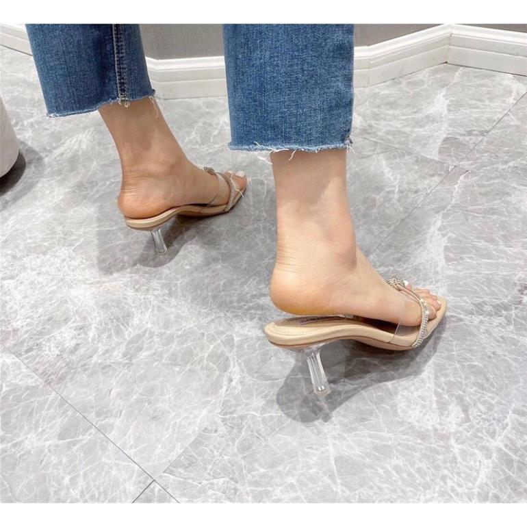 Sandal Guốc Cao Gót Quai Bản Trong Gót Nhọn Cao 6 cm Hàng đẹp Quảng châu