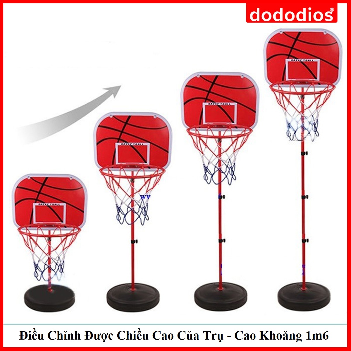 Bộ Đồ Chơi Bóng Rổ Cho Bé Thân Sắt Điều Chỉnh Chiều Cao Của Trụ – Bóng Rổ Trụ Sắt Cao Cấp Cho Trẻ Em – Chính Hãng Dododios