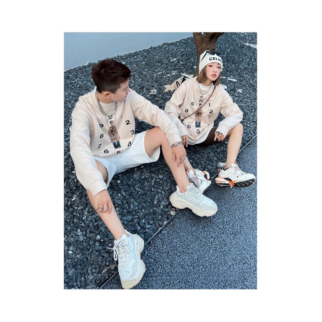 Áo Sweater Nỉ Unisex Nam Nữ In Hình Chàng Trai Đồng Hồ