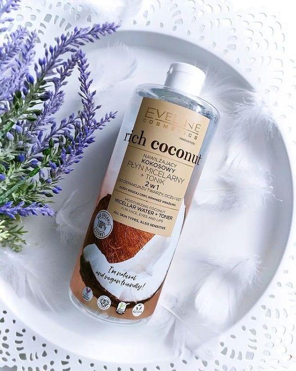 [Deal 99k] Nước tẩy trang Eveline Rich Coconut dưỡng ẩm tinh dầu dừa 2 tác động 500ML