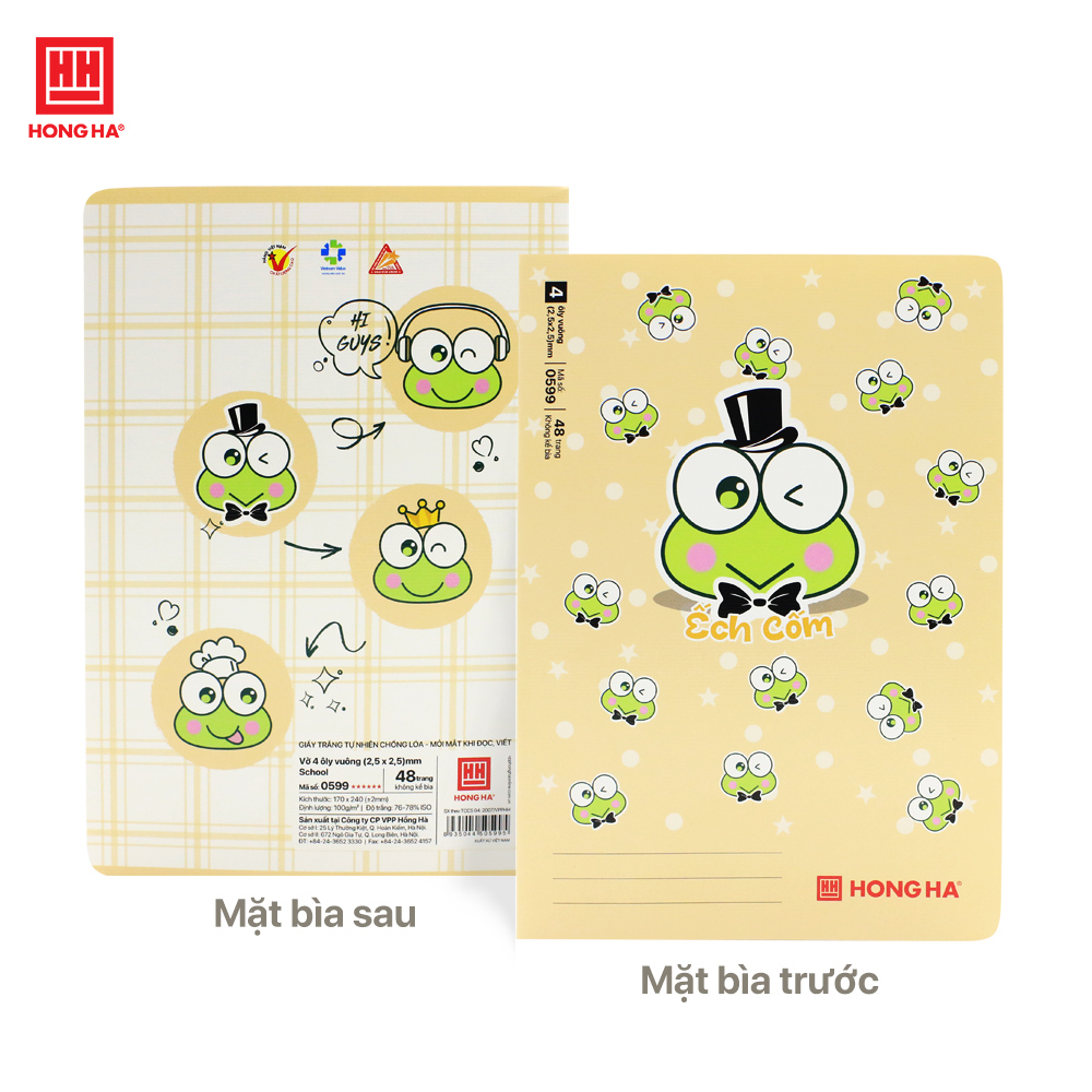 Vở 4 ô ly 48 trang Hồng Hà Ếch cốm định lượng 100gsm - 0599