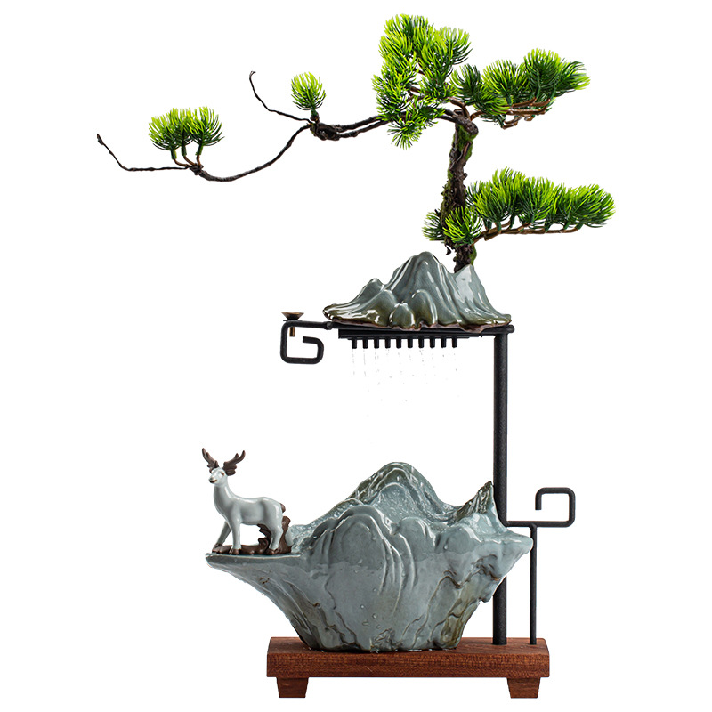 Thác Nước Phong Thủy Tùng Hươu Xông Trầm Phun Sương Tiểu Cảnh Trang Trí Nhà Hút Tài Lộc Quà Tặng Tân Gia Cao Cấp